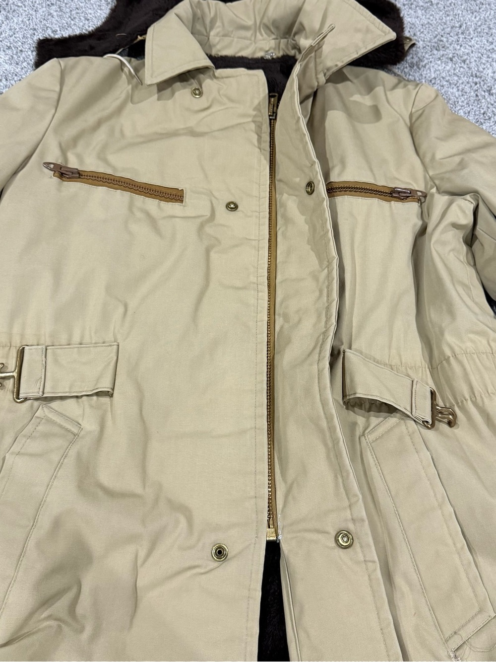 Vintage Towncraft Wamsutta Strom Plus Beige Faux Shearling Hooded Coat Men’s 40 - Picture 9 of 14